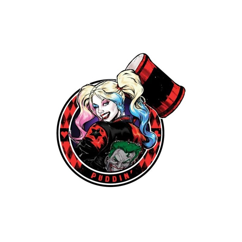 Spreadshirt Harley Quinn Puddin' Sticker, 10 x 10 cm, Transparent