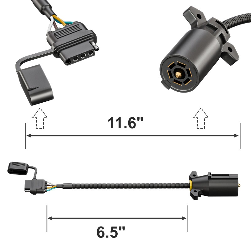 Peakelect 7 Way Blade to 4 Way Flat Trailer Plug