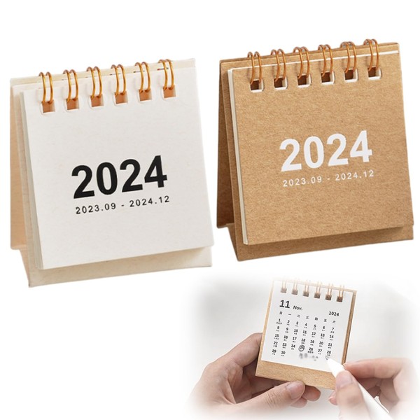 Liroyal 2023 to 2024 Desk Calendar, Set of 2, Mini Calendar, Simple, Solid, Stylish, Portable, New Year, Christmas, Home, Office, School