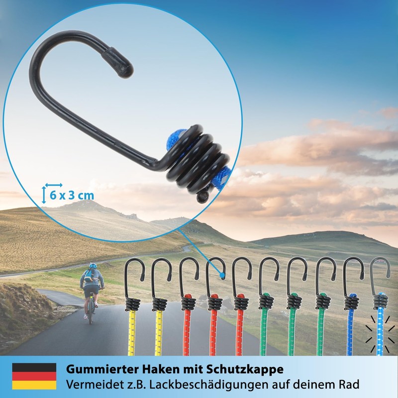 valonic Kraken Reflective Elastic Straps with Hooks, Set of 10,