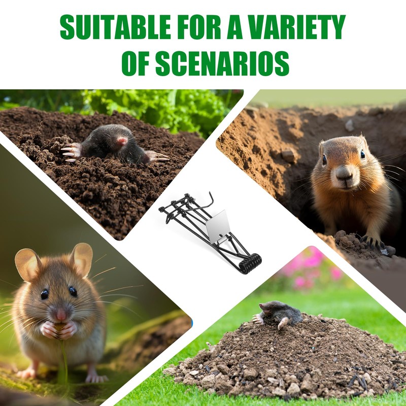 8 Pack Mole Gopher Traps for Outdoor Lawn and Garden,