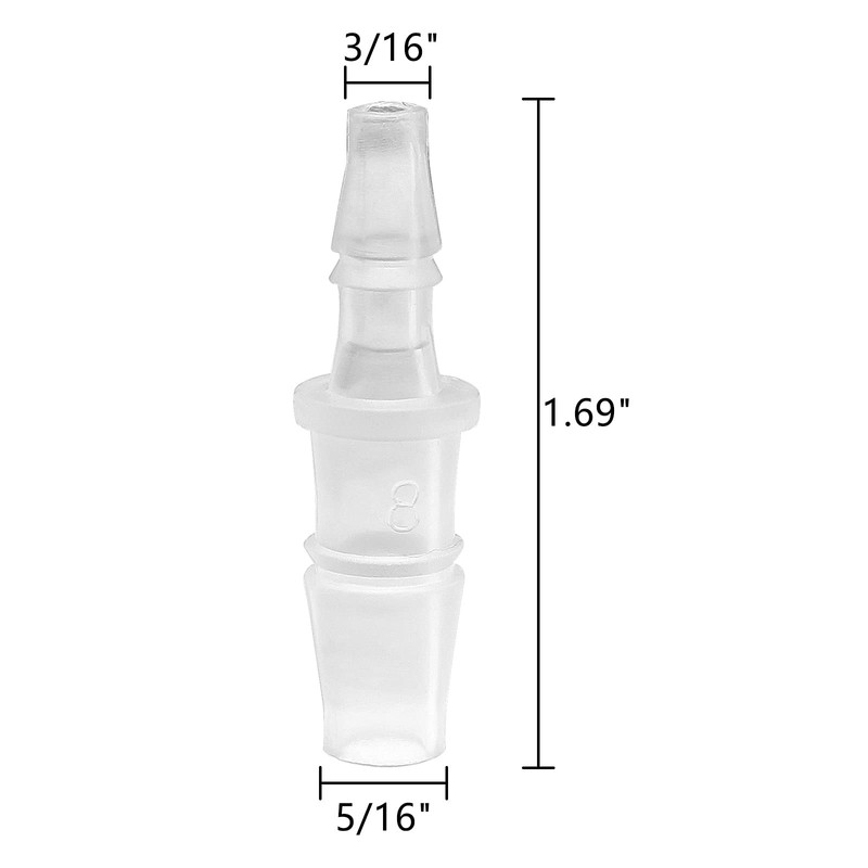 Bonsicoky 5Pcs Plastic Hose Barb Reducer Fitting, 5/16" to 3/16"