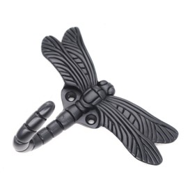 binifiMux 2pcs Dragonfly Anqitue Vintage Coat Hooks Decorative Wall Mounted Hanger Hook for Handbag Key Towel Bathrobe (Black)