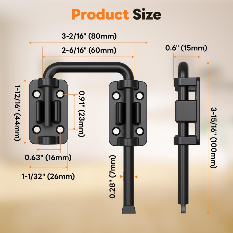 SecureLatch Sliding Door Loop Lock, 2.36 Inch Stainless Steel Patio