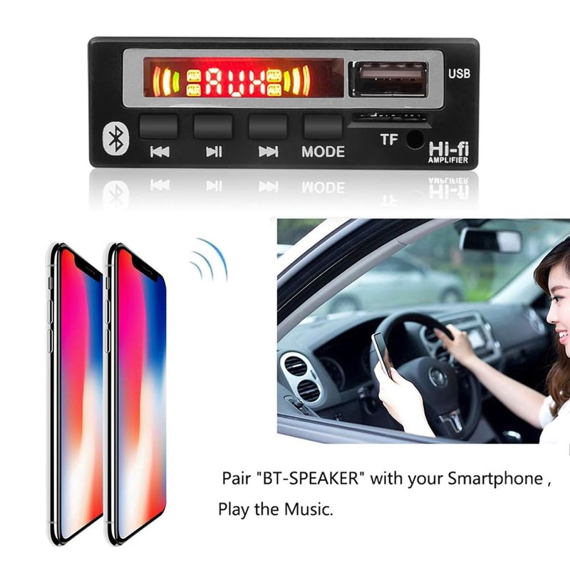 RETROGOO 12V Bluetooth 5.0 MP3 Player Wireless Receiver MP3 Decoder