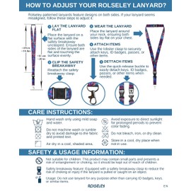 ROLSELEY Blue/Blue Butterfly Pattern Lanyard Neck Strap With Buckle and Metal Clip for id badge holder