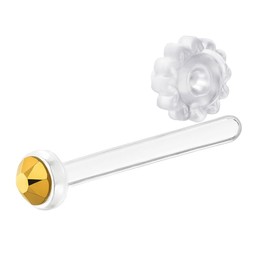 stelino Women's Tempered Glass Earrings with Jewel Stones, Binaural Piercer, Cartilage, Navel, 1 Pair Keep, Catch, Hypoallergenic, Glass, Rhinestone