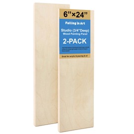 Falling in Art Unfinished Birch Wood Panels Kit for Painting, Wooden Canvas 2 Pack of 6x24 Studio 3/4" Deep, Cradle Boards for Pouring, Art, Crafts, Burning and More