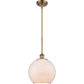Innovations 516-1S-BB-G121-10CSN Large Farmhouse Chicken Wire 1 Light Pendant Part of The Ballston Collection, Brushed Brass