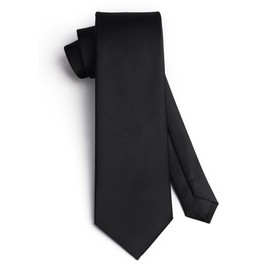 HISDERN Necktie, Black, Formal, Men's, For Ceremonial Occasions, Black Necktie, For Funerals, Going Through Night, Solid Color, Brand, Funerals, Memorial Services, 02 solid-2