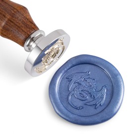 Mceal Wax Seal Stamp,Silver Brass Head with Rosewood Handle, 1.2"(30mm) Dia, Dragon