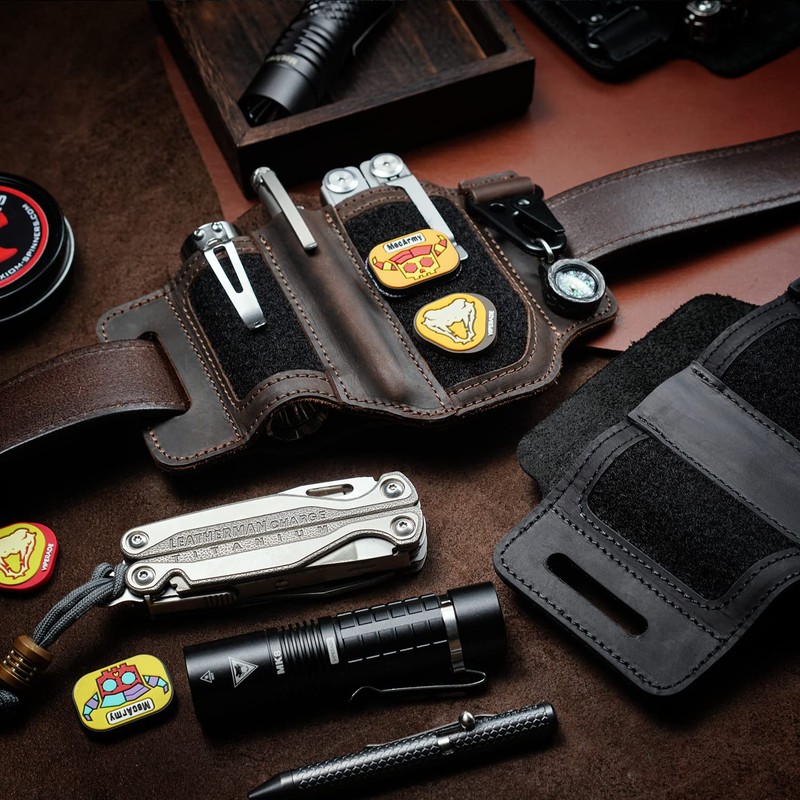 VIPERADE Leather Sheath for Belt, EDC Multitool Sheath, Leather Knife
