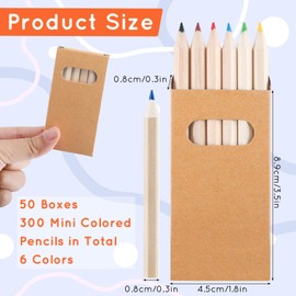 Blcculi 50 Packs Mini Colored Pencils Bulk,6 Different Color Mini Drawing Colored Pencils,3.5 Inch Short Color Pencils in Kraft Boxes for Classroom Birthday Party Favors, 6 Per Pack