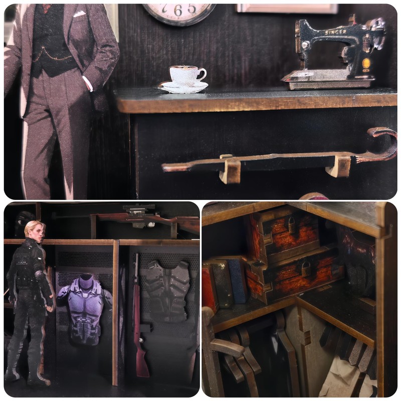 Gosikee Book Nook Kit LED Wooden Miniature Suit Shop, 3D