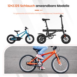 D8L 12x2.125 Fahrradschlauch 12 Zoll 12 1/2 x 2 1/4 57-203 Schlauch für Reifen 12/12.5x1.75/1.95/2.10 Fahrrad/Dreirad/Balancerad 2PCS