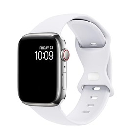 Generic Sport Band Compatible with Smart Watch Bands 42mm 44mm 45mm 49mm,Soft Silicone Waterproof Replacement Strap for iWatch Bands Series 9 8 7 6 5 4 3 2 1 SE durable (White)