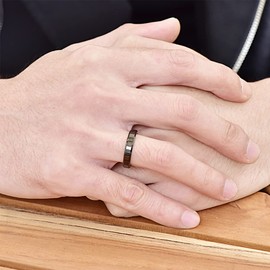 Cloyo Minimalist 4mm Black Tungsten Wedding Bands Engagement Rings for Him Her Comfort Fit Size V 1/2