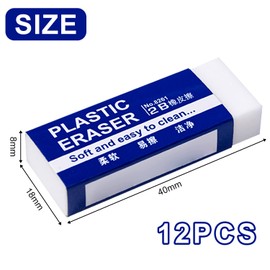 12 Pieces Regular Eraser Soft 2B Eraser Mini Eraser Pencil Eraser for School Office Sketch Room Art Drawing (White)