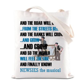 NEWSIES Inspired Tote Bag Musical Theatre Lover Gift Newsies Broadway Musical Themed Handbag Musical Inspired Gift (ROAR WILL RISE CA)