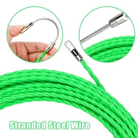 BILIPLE Retractable Spiral 30 m Cable Retracting Aid Pull Wire Polyester Retractable Wire Diameter 4 mm Cable Retracting Aid for Cable Laying Empty Pipes