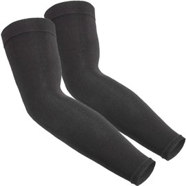 PhysFlex Cooling Arm Sleeves - Sun Protection Compression Sleeves for Men & Women, Cooling Sleeves for Football, Volleyball & Sports (Black/White, 2-Pair)