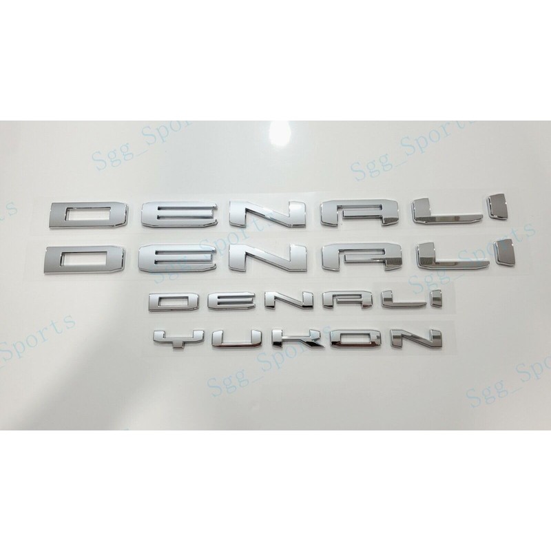 4Pc Set Denali Yukon Emblems Fender Door Rear Tailgate Letters