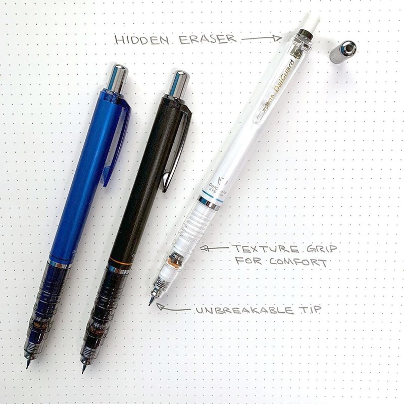 Zebra Pen DelGuard Mechanical Pencil 3-Pack with 3 Refills, 0.5mm,