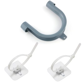 DGHAOP Universal U Shape Drain Hose Guide Assembly Fits All Drain Hose Washing Machine Discharge Hose Clip Hose Holder (1 x Grey U-Shape Drain Hose Guide + 2 x Cable Tie Adhesive Sticker)