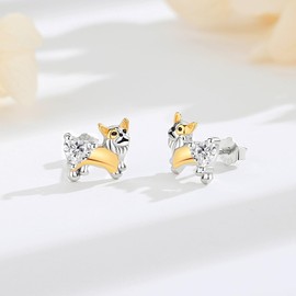 EUDORA Harmony Ball Cat Dog Snake Star of David Earrings for Women Sterling Silver 925, Cute Cat Dog Jewellery Earrings Ideal Funny Gift for Women, Sterling Silver, Cubic Zirconia