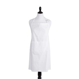 DII Cotton Adjustable Plus Size Chef Apron with Pockets and Extra Long Ties, 32 x 38, Oversized Extra-Large Men & Women Bib Apron for Cooking, Baking, Crafting, Gardening, BBQ-White
