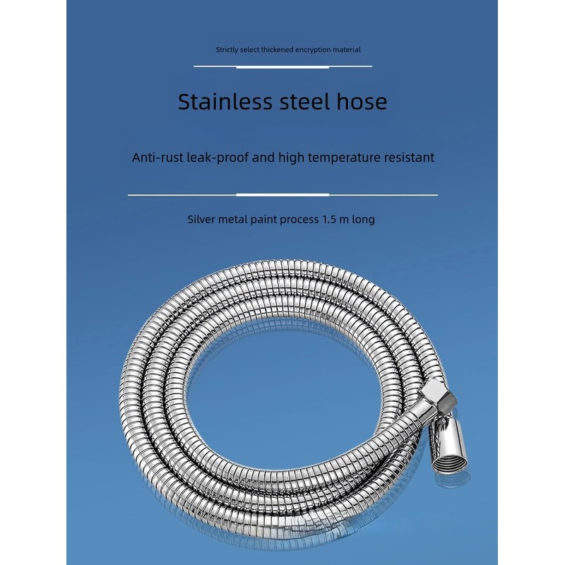 High Pressure 6 Setting Shower Head Extra 60" Long Hose