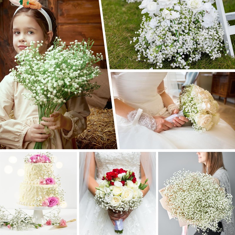 MERIXMAS Babys Breath Artificial Flowers, Real Touch Babys Breath Flowers