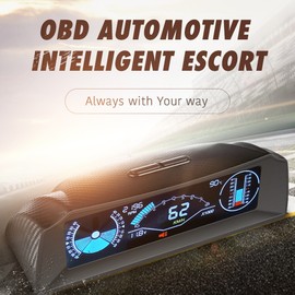 Car Headup Display LCD Digital Speedometer Multifunctional Inclinometer Angle Slope Meter Support Overspeed Alarm Fatigue Driving Reminder for Car Truck SUV Off-Road Vehicle