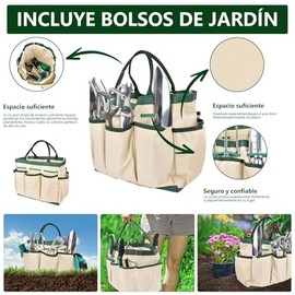 Juego de Herramientas de jardín, 11Pzs Herramientas de Jardinería de Aluminio de Alta Resistencia, Kit de Jardinería, con Bolsa para Guardar Herramientas y Delantal, Regalos para Mujeres
