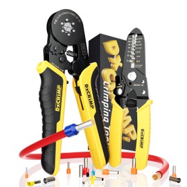DxCRIMP Crimpadora para Conectores Virolas - Herramienta de engarzado de alambre 24-10 AWG/0,25-6mm², Crimpadora Terminales Eléctricos Kit, Alicates Alambre Engarzado, Juego de Alicates de Crimpado