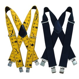 AireKouzia Black Suspenders Heavy Duty Suspenders for Men - 2 Inch Black Suspenders Men Pack of 2, Work Suspenders for Men Heavy Duty (Black + Orang)