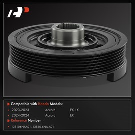 A-Premium Engine Harmonic Balancer Crankshaft Pulley Compatible with Honda Accord 2023-2024