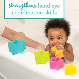 Infantino Silicone Stacking Stars, 5-Piece Bath & Learning Toy, Soft Silicone, Durable, Easy-to-Grip, Counting, Nesting & Water Play for Babies & Toddlers