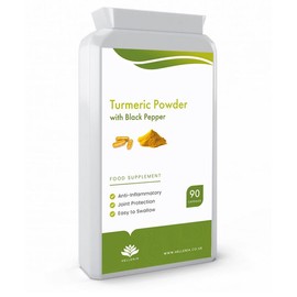 Hellenia Turmeric 500mg with Black Pepper (Piperine) - 90 Capsules - Natural Source of Curcumin