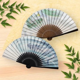 Osaka Choseido Folding Fan, Men's, Stylish, Business, Folding Bag, Handkerchief Included, Ryuun, Blue Dragon
