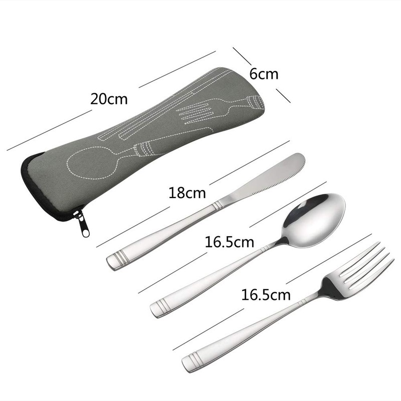 DynkoNA 6-Piece Camping Utensils Set for 2, Stainless Steel Cutlery