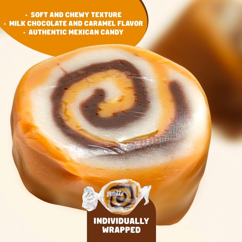 CHOCOLATE ROLLS Caramel Candy 3 lb – Bulk, Soft &