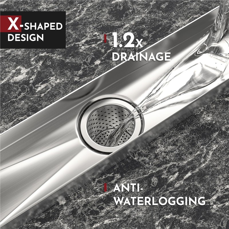 WEBANG 24 Inch Linear Shower Drain Rectangular Floor Drain with