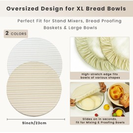 STRAODTIC Reusable Bowl Covers for Bread Proofing(2-Pack) – Double-Layer Linen & Food-Grade TPU Liner – Elastic Cloth Cover for Sourdough, Dough Proofing, Fermentation, Food Storage