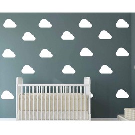 Melissalove 32pcs/Set White Clouds Wall Stickers for Kids Room Girl Bedroom Wall Art Baby Nursery Wall Decals DIY Clouds Sticker A302 (White)
