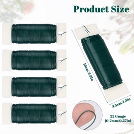 Aisoso 4 Pack Floral Wire, 131 Yards Paddle Wire 22 Gauge Florist Wire Green for Wreath Wire Making Craft, Floral Flower Arrangements and DIY Crafts, Garland