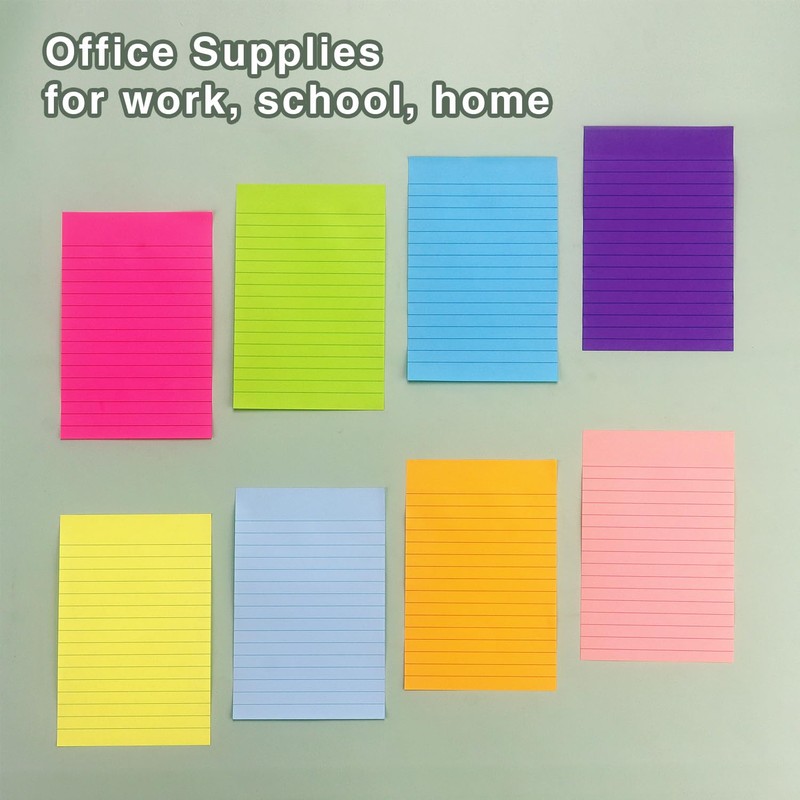 Eastern Wolf 8 Pads Lined Sticky Notes 4x6 in, Sticky