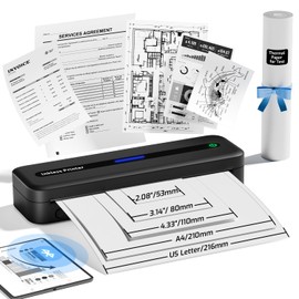 ASprink Portable Wireless Printer, Wireless Thermal Printer Support 8.5" X 11" US Letter, Bluetooth Mobile Printers for Vehicles Compatible with iOS & Android, Portable Printer for Laptop and Phone