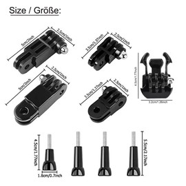 Swivel Arm Mount Head Strap Mount Adjustable Swivel Arm for Camera 3-Way Fixed Joints Bracket Long & Short Connections Extension Arm Mounting Kit for GoPro Cameras and Similar Pack of 17