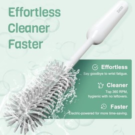 SEANCHEER S02 Electric Bottle Brush Set, Portable Baby Bottle Brush Cleaner, AA Battery-Powered & IPX7 Waterproof, with Silicone Bottle/Nipple/Sponge/